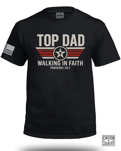 Top Dad Walking In Faith Proverbs 20:7 T-shirt product