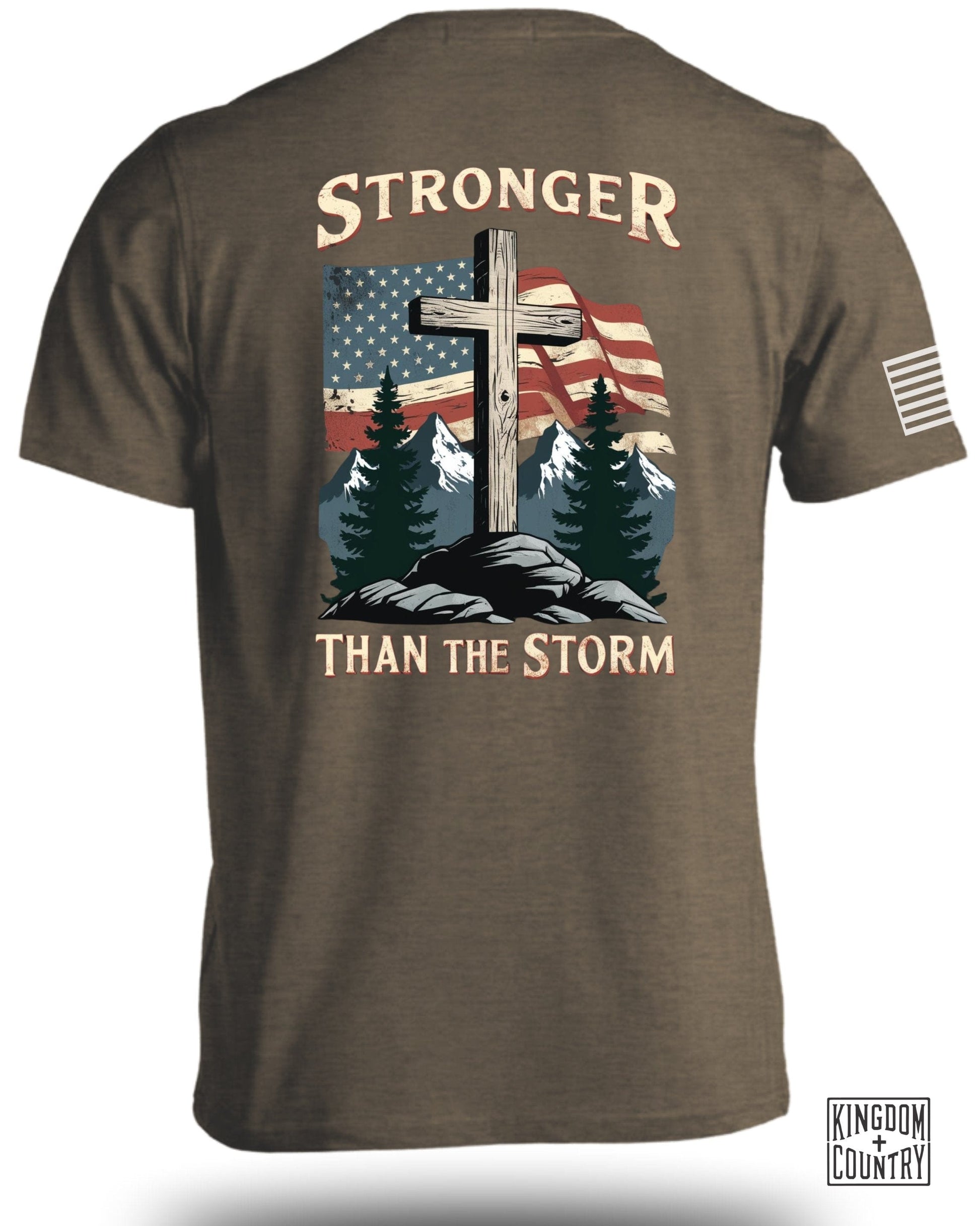 Stronger Than The Storm Cross and Flag T-Shirt product