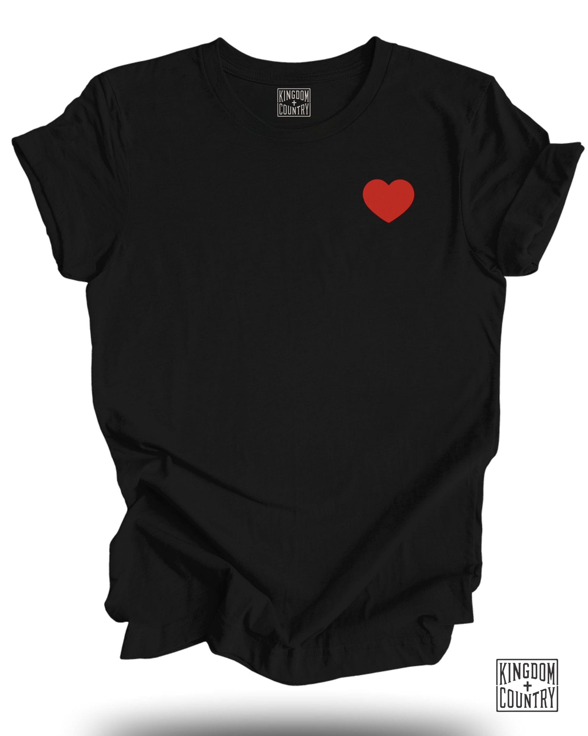 Red Heart Print on a Black T-Shirt product type