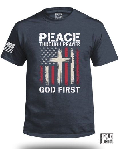 Peace Through Prayer God First Graphic T-shirt product type