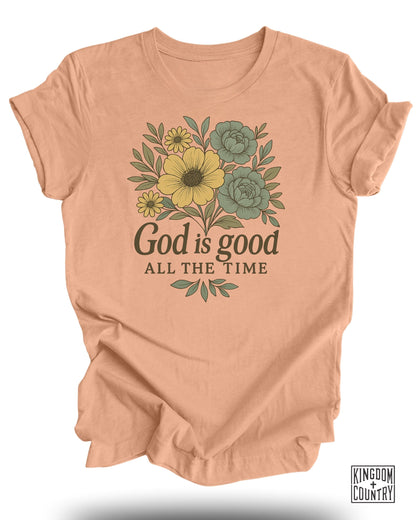 God is Good All The Time Floral Graphic Shirt product type