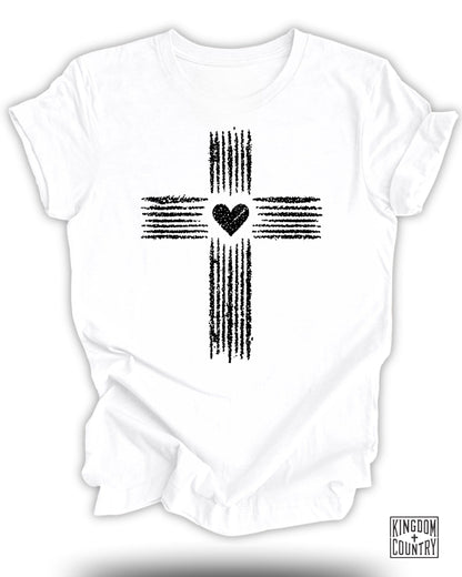 Cross with Heart Graphic White T-shirt product