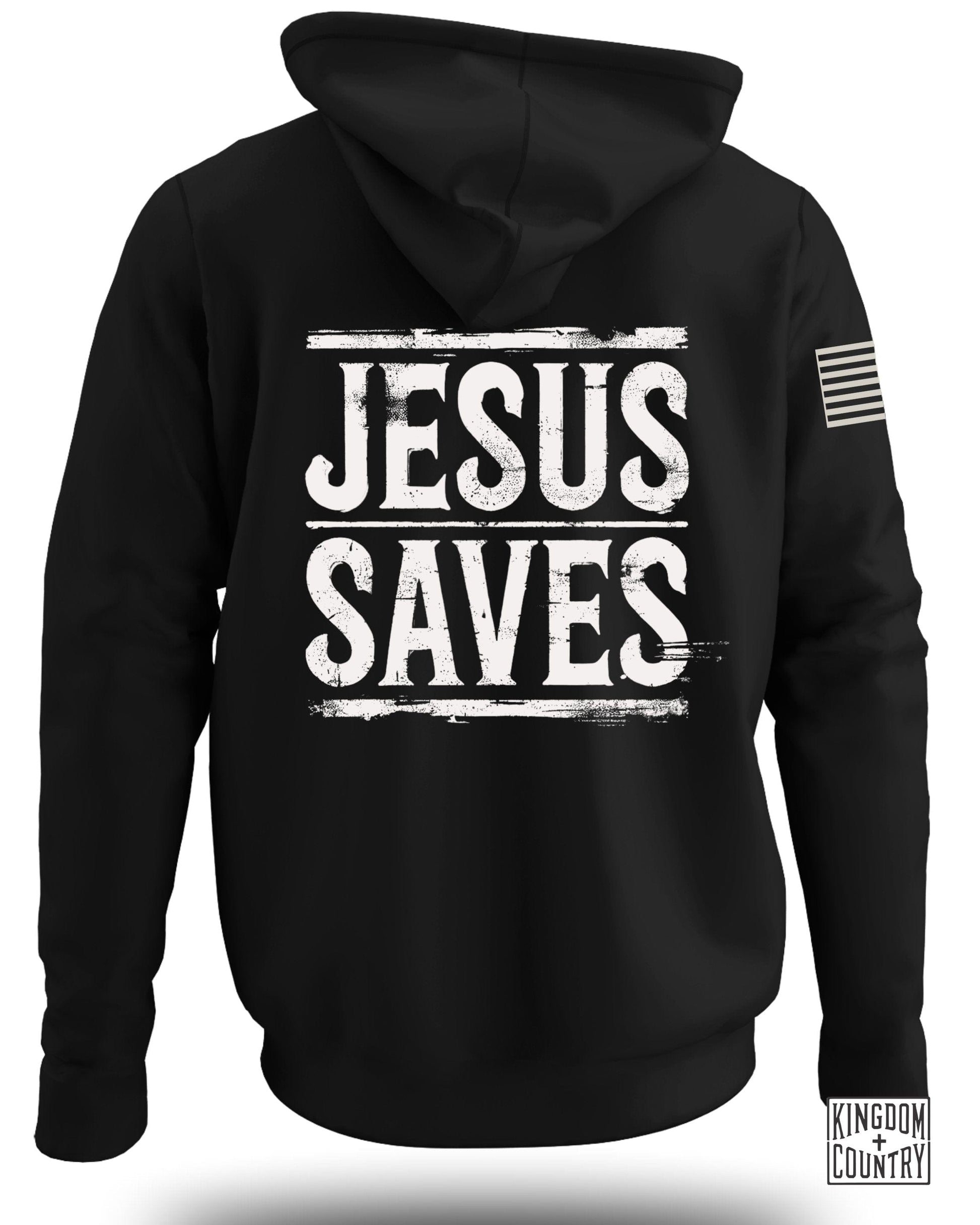 Jesus Saves Hoodie with Patriotic Sleeve Design product
