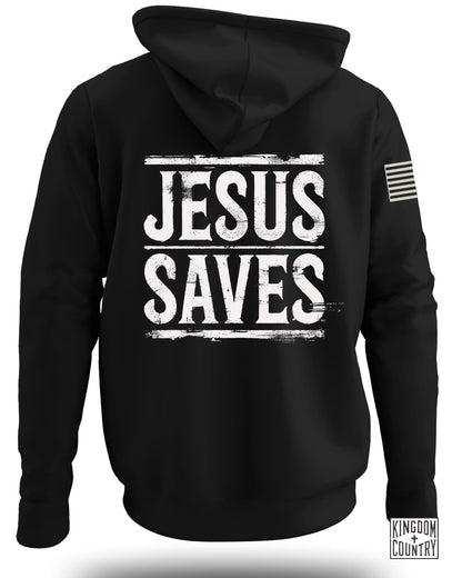 Jesus Saves Hoodie with Patriotic Sleeve Design product