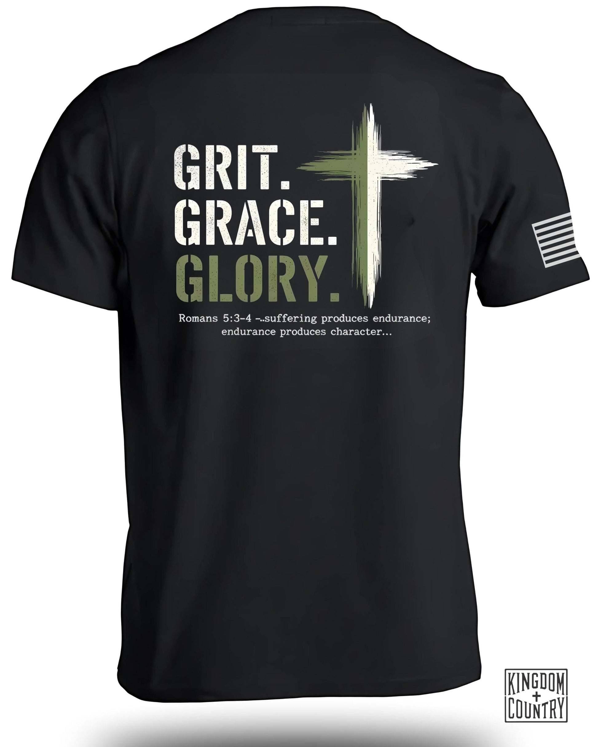 Grit Grace Glory words on black T-shirt product type