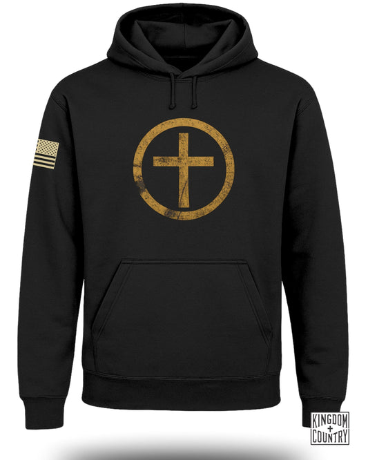Bold Circle Cross American Flag Hoodie product