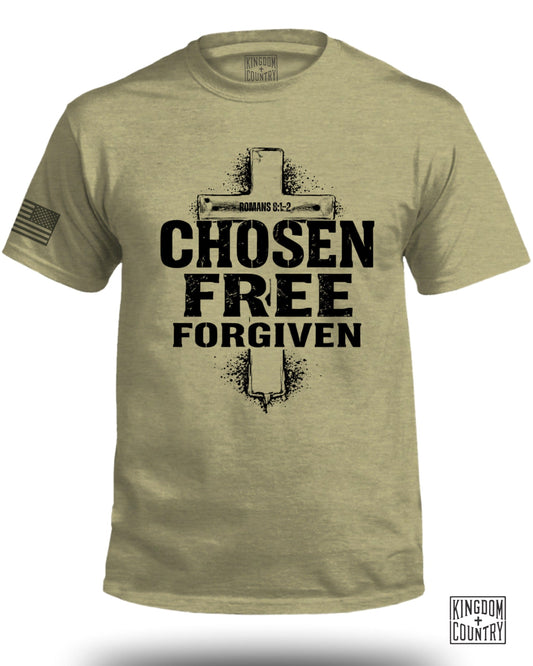 Chosen Free Forgiven Romans 8 1-2 Graphic T-Shirt product