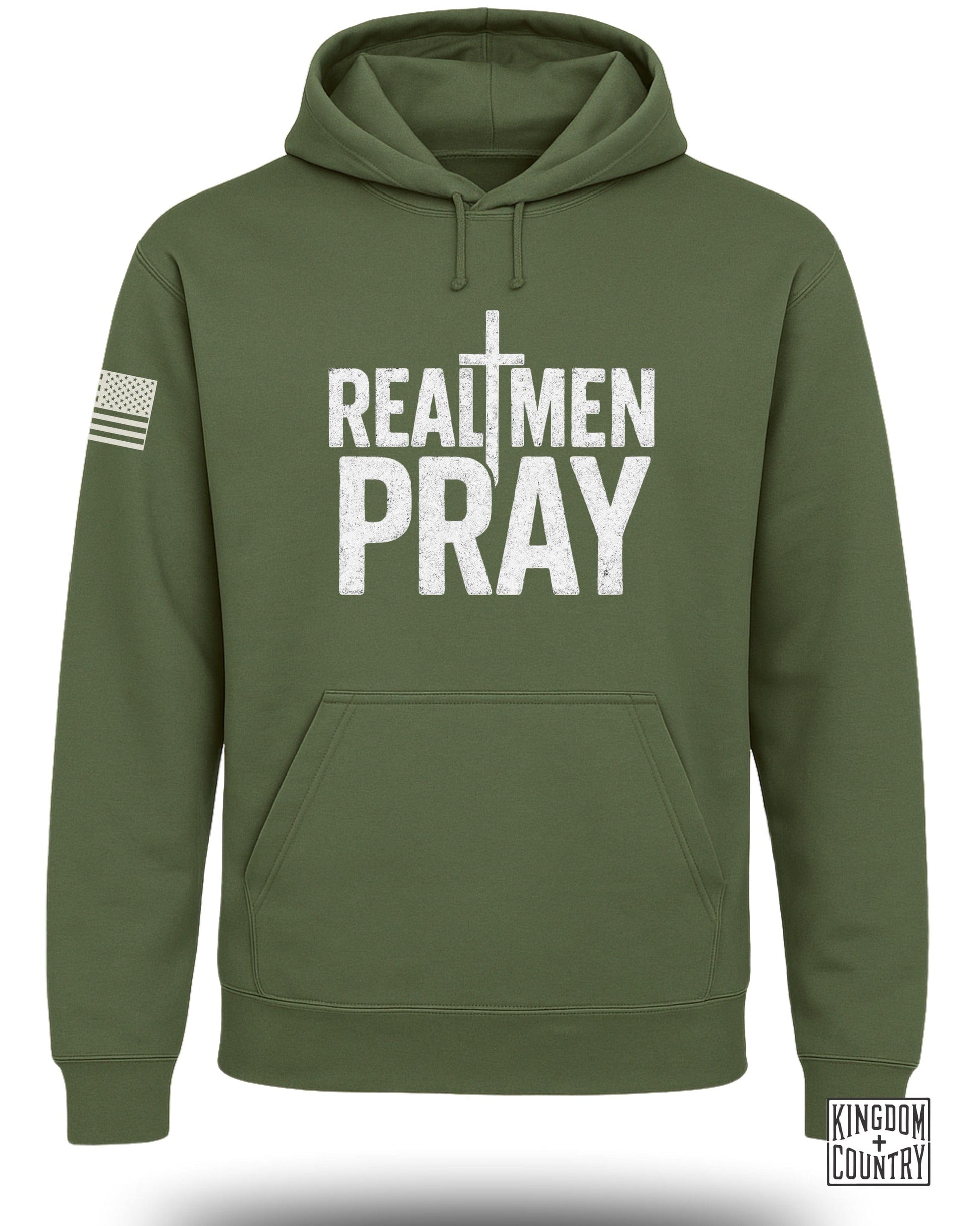 Real Men Pray Hooded Sweatshirt Faith Based Apparel