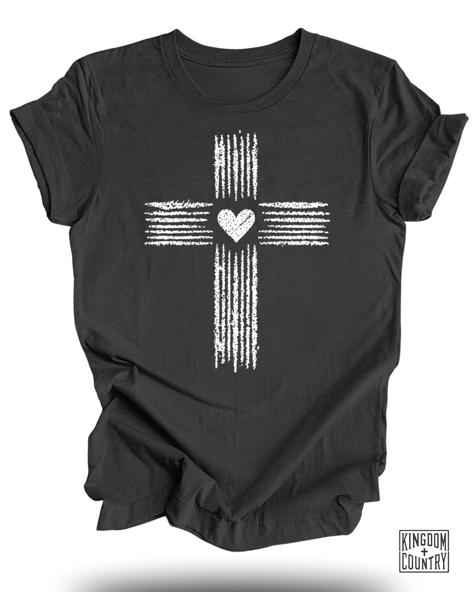 Artistic Cross Heart Design Graphic T-Shirt product