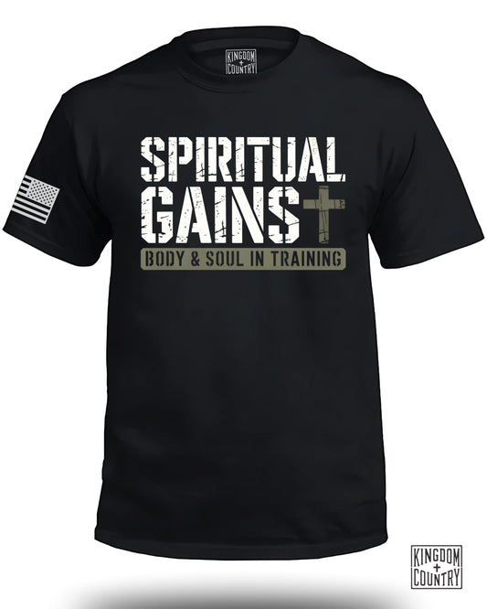 Spiritual Gains Body and Soul in Training T-Shirt product
