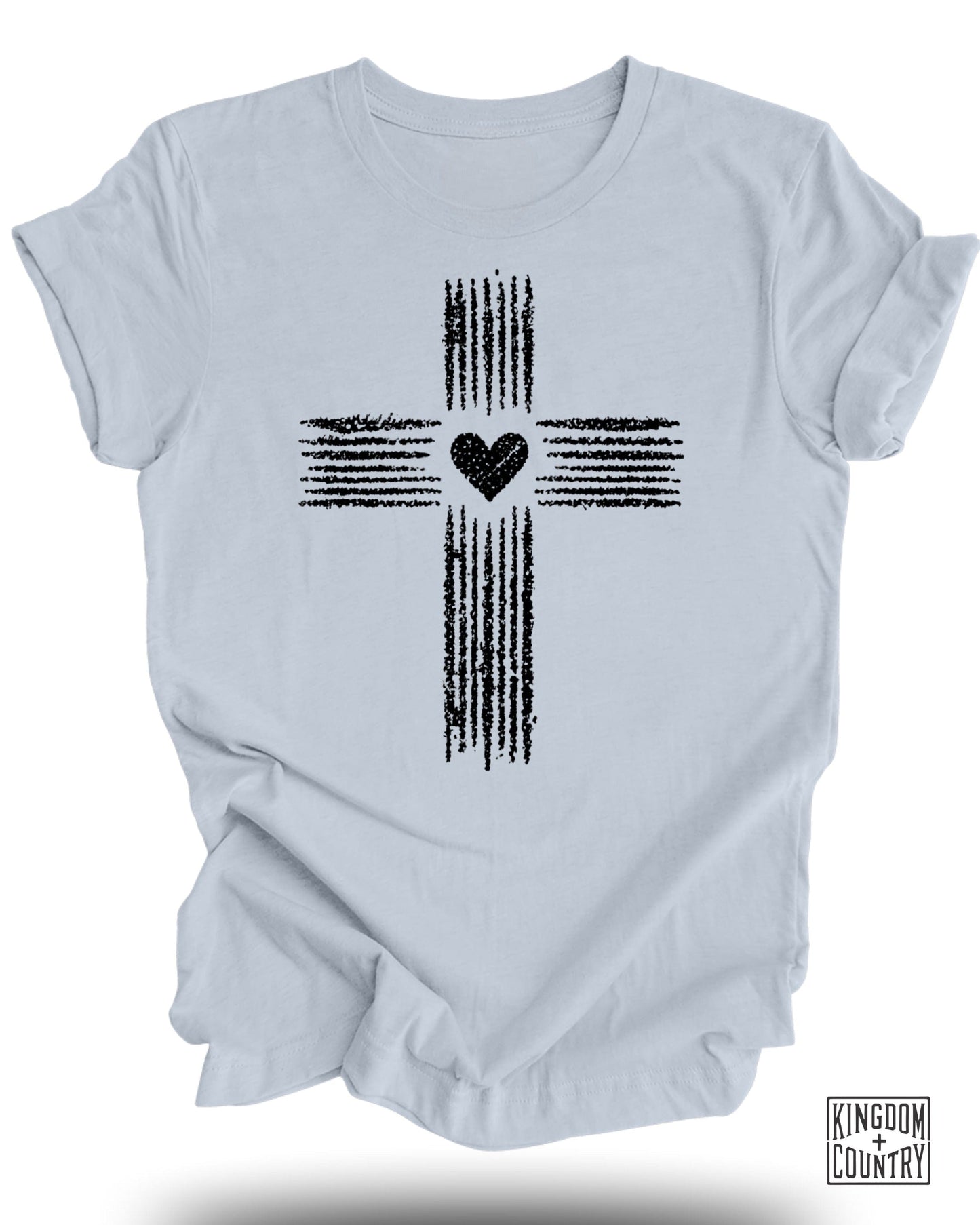 Cross Design with Heart Symbol Graphic Tee product