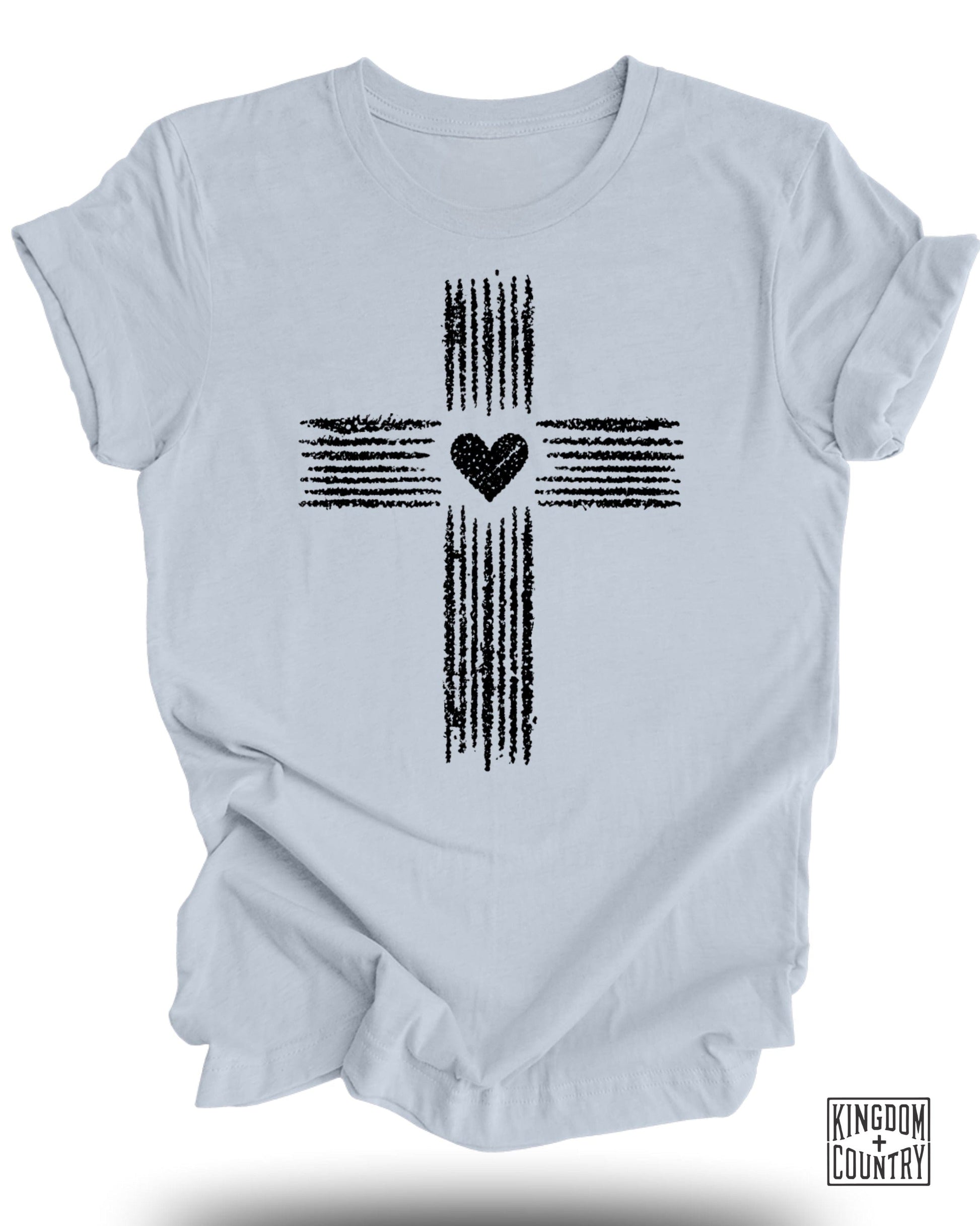 Cross Design with Heart Symbol Graphic Tee product