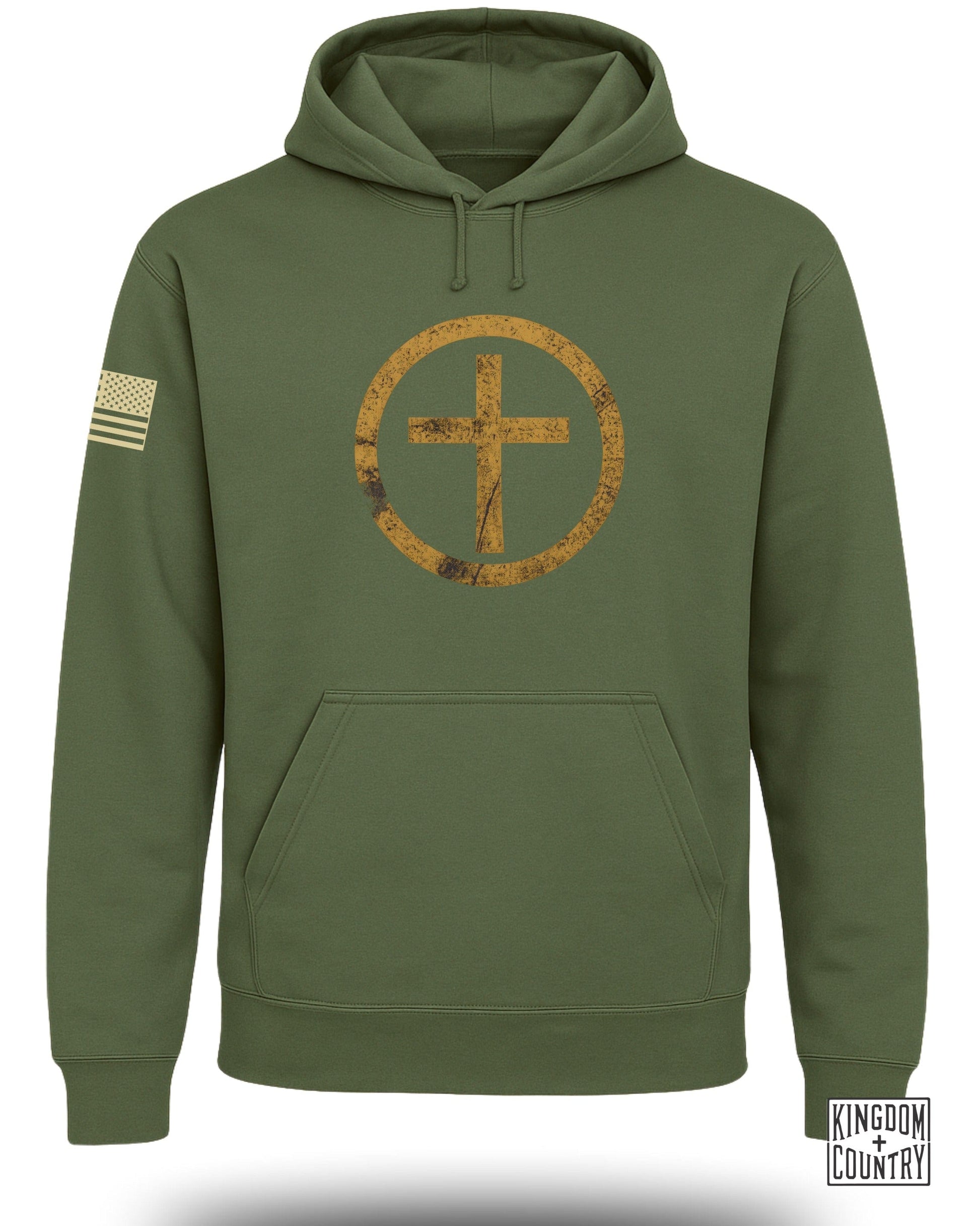 Cross Circle Print Military Green Hoodie product type