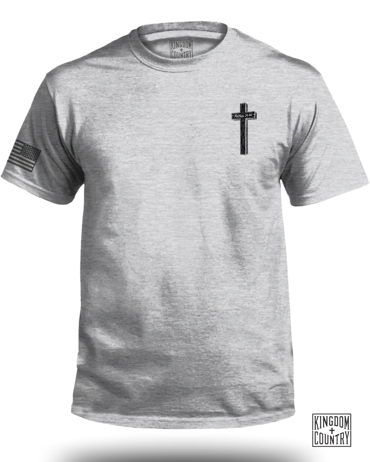 Cross and Flag Detailed Gray T-Shirt product
