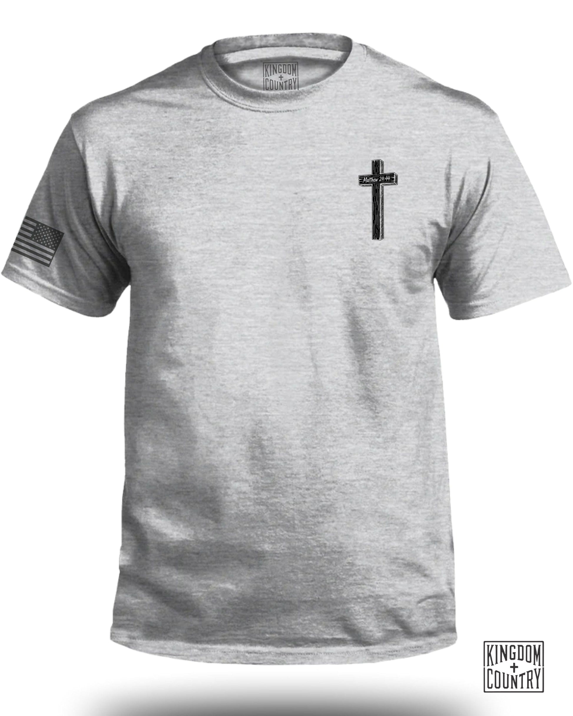 Cross and Flag Detailed Gray T-Shirt product
