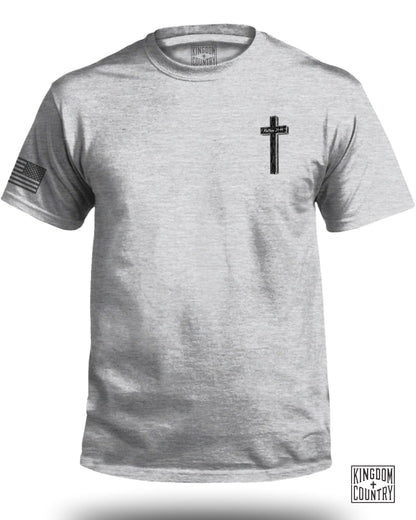 Cross and Flag Detailed Gray T-Shirt product