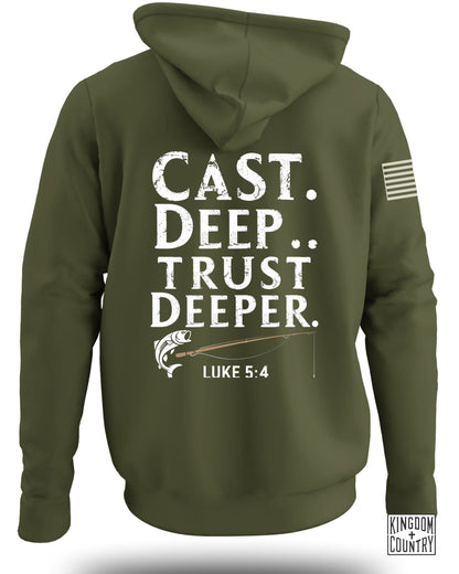 Cast Deep Trust Deeper Luke 5:4 Fishing Hoodie product
