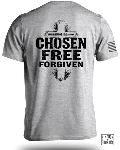 Chosen Free Forgiven Romans 8 1 2 Design Shirt product
