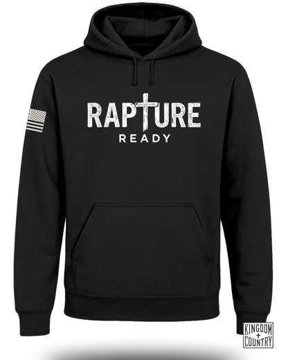 Rapture Ready Hoodie with American Flag Sleeve Print