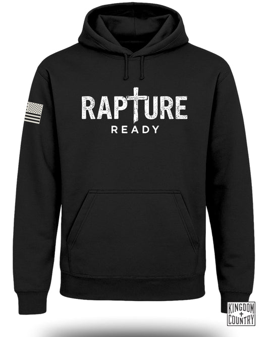 Rapture Ready Hoodie with American Flag Sleeve Print