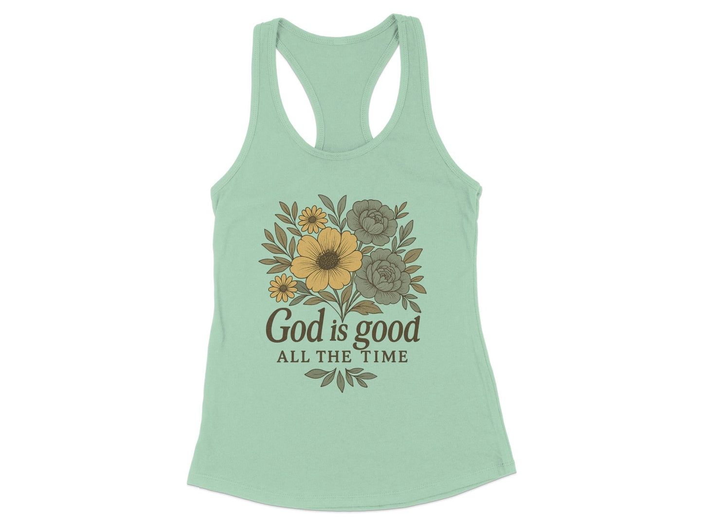 God Is Good All The Time Floral Design Tank Top Product Type