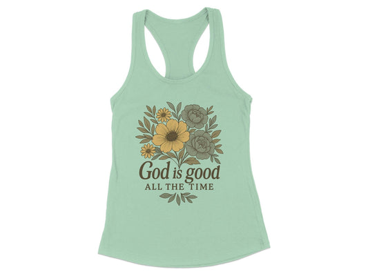 God Is Good All The Time Floral Design Tank Top Product Type