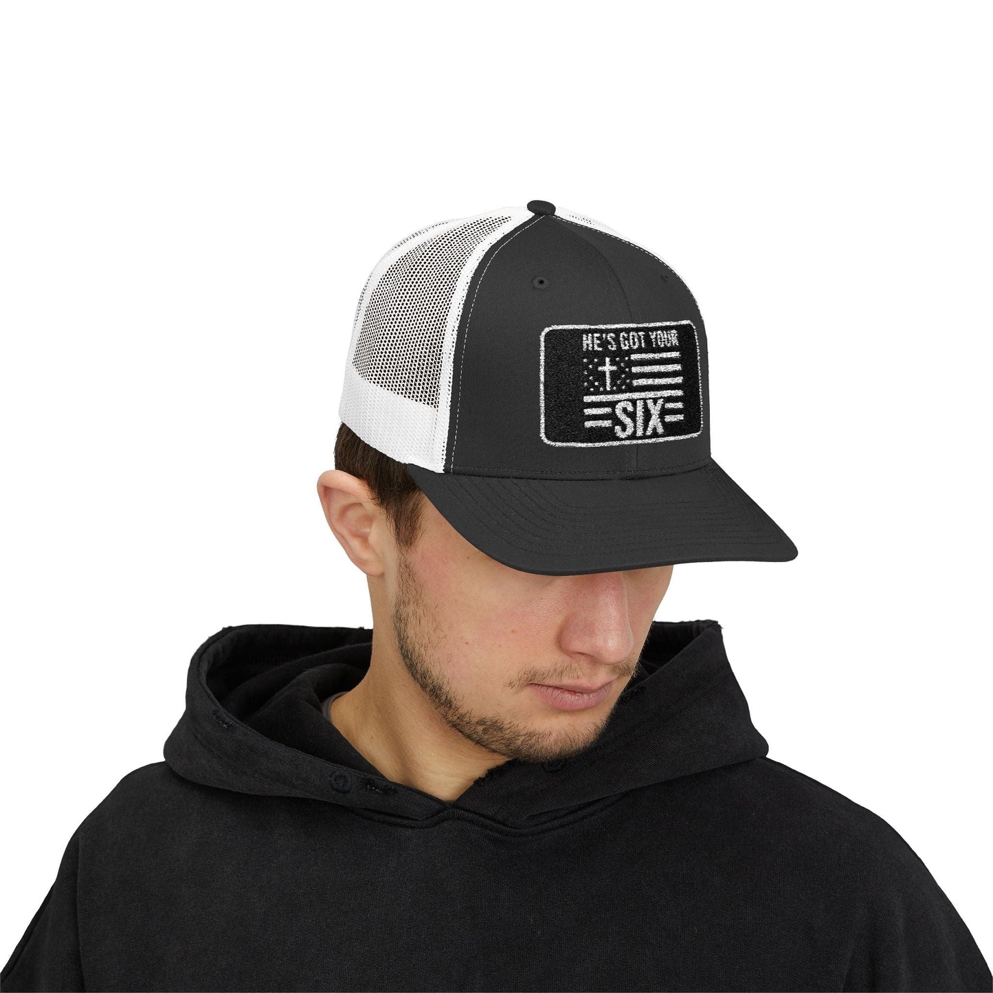 He's Got Your Six Snapback Trucker Cap