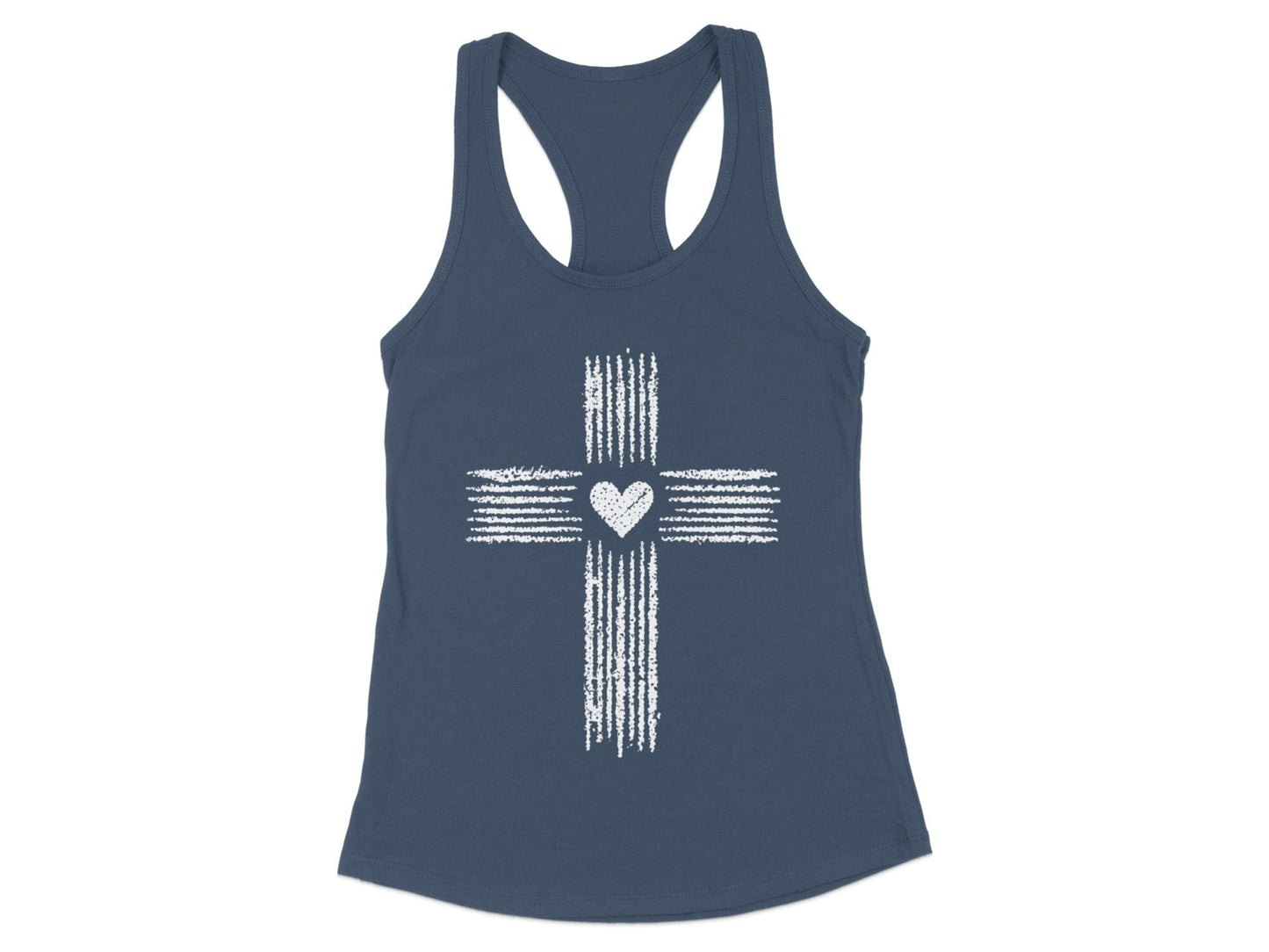 Heart Cross Design on Charcoal Blue Tank Top product type