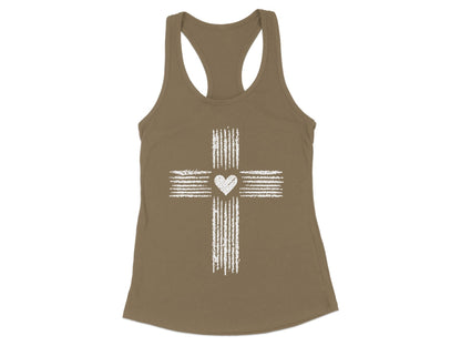 Inspirational Cross Heart Print Tank Top product type