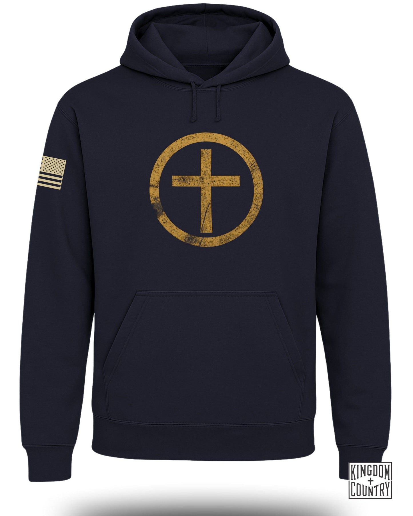 Patriotic Cross and Flag Design Navy Hoodie product type