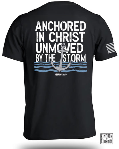 Anchored in Christ Unmoved by the Storm Shirt product