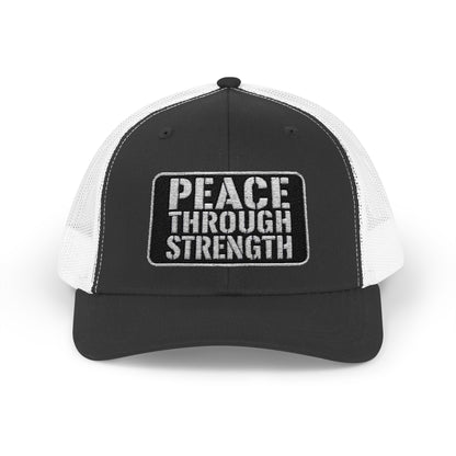 Peace Through Strength Snapback Trucker Cap
