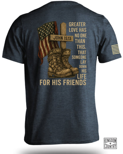 John 15:13 Greater Love USA Flag Boots Shirt product