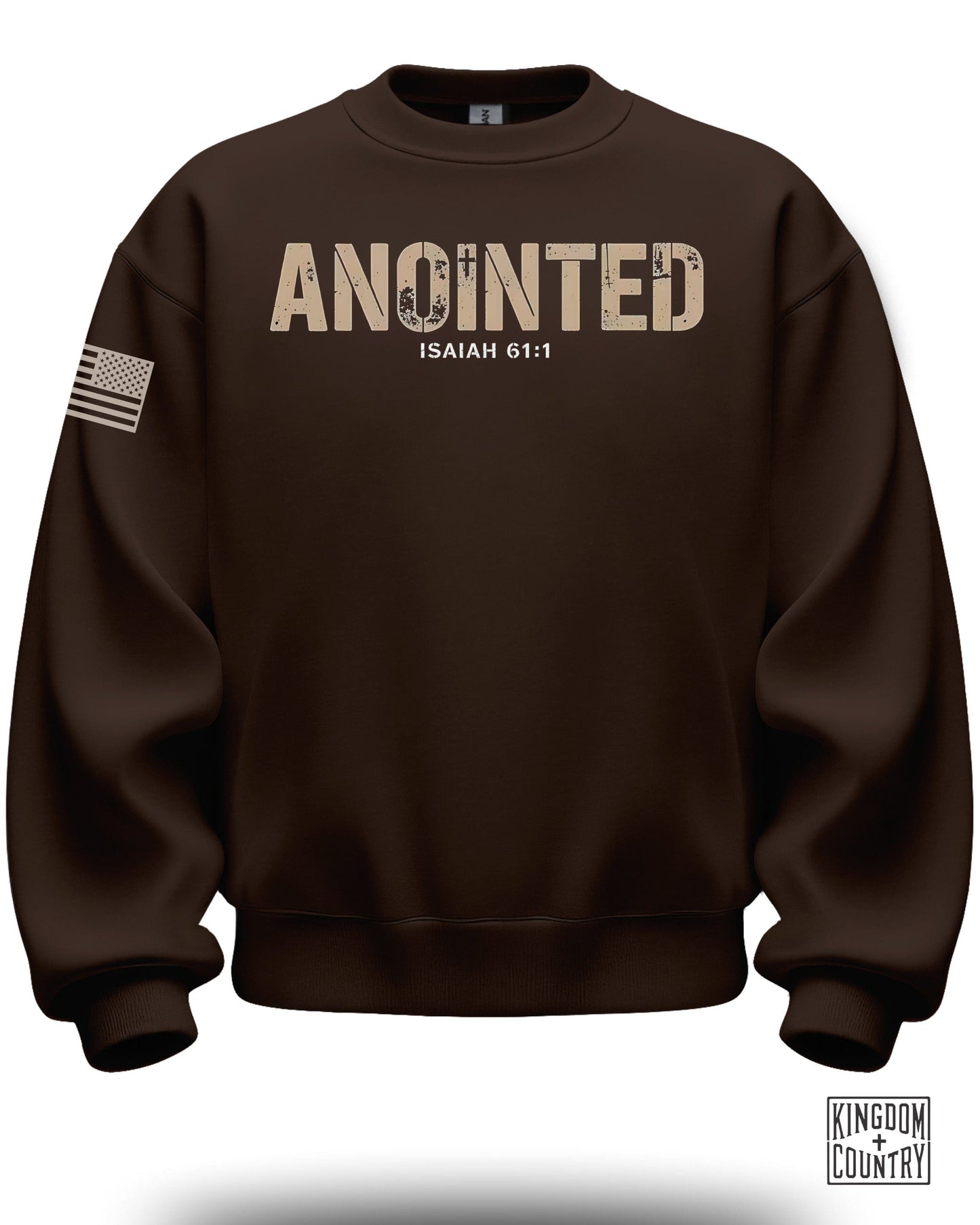 ANOINTED Isaiah 61:1 sweatshirt with USA flag design