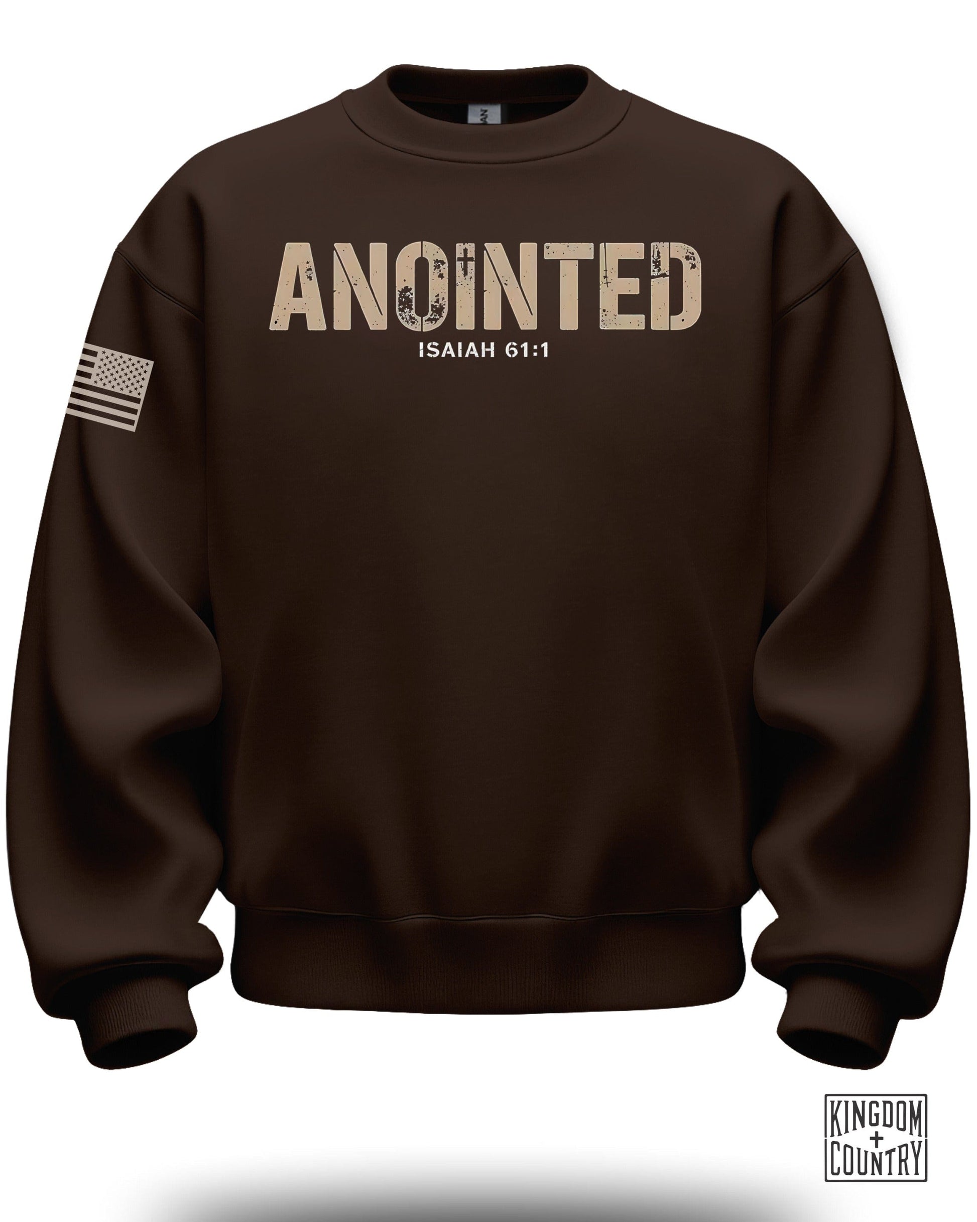 ANOINTED Isaiah 61:1 sweatshirt with USA flag design