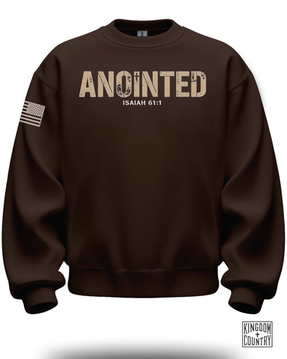 ANOINTED Isaiah 61:1 sweatshirt with USA flag design