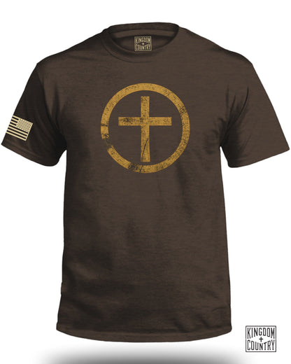 Vintage Cross Emblem Graphic Brown T-Shirt product type