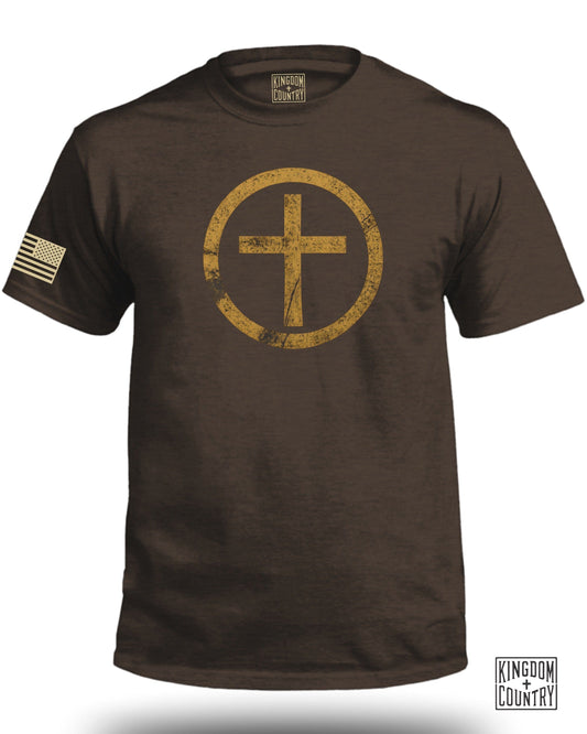 Vintage Cross Emblem Graphic Brown T-Shirt product type