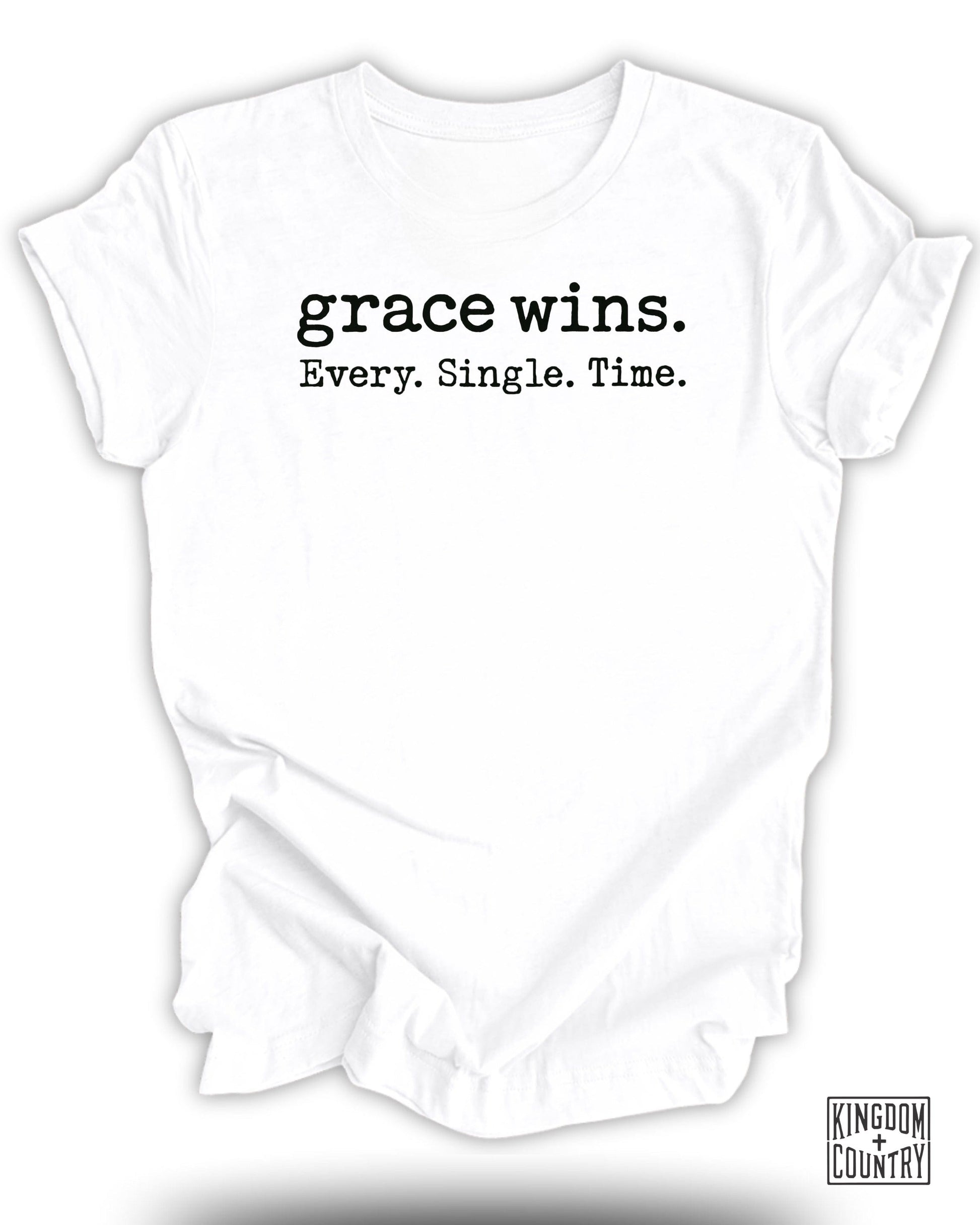 Grace Wins Every Single Time White Graphic T-Shirt product