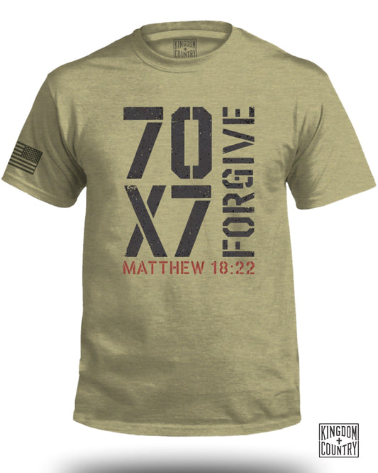 70X7 Forgive Matthew 18:22 Tan Graphic T-Shirt product