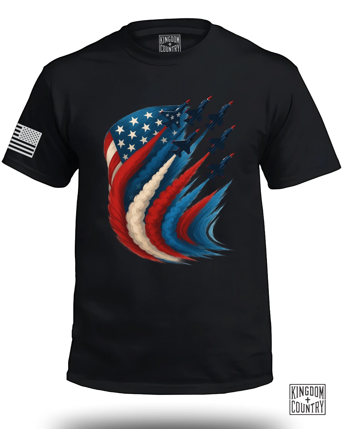 Patriotic Flag and Jets Graphic Printed Shirt product