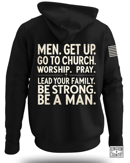 Men Get Up Go To Church Be A Man Hoodie