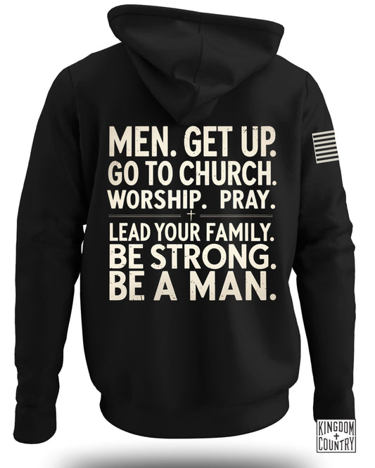 Men Get Up Go To Church Be A Man Hoodie