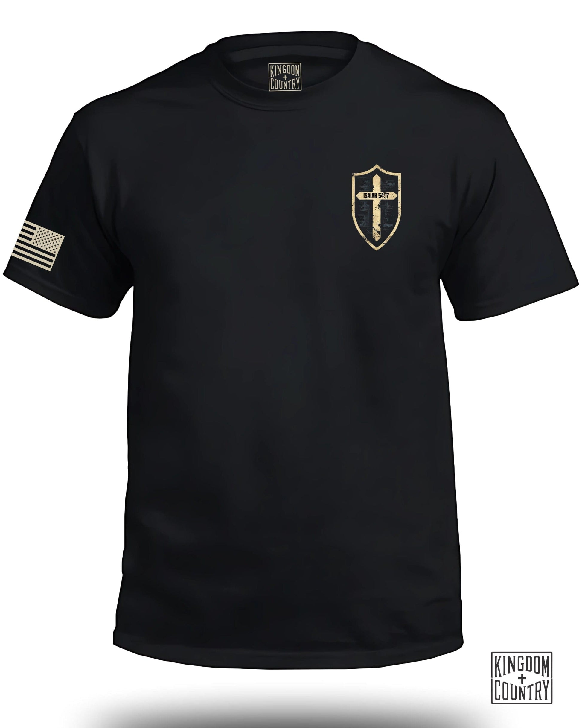 Black Graphic T-Shirt with Shield and Flag Design product