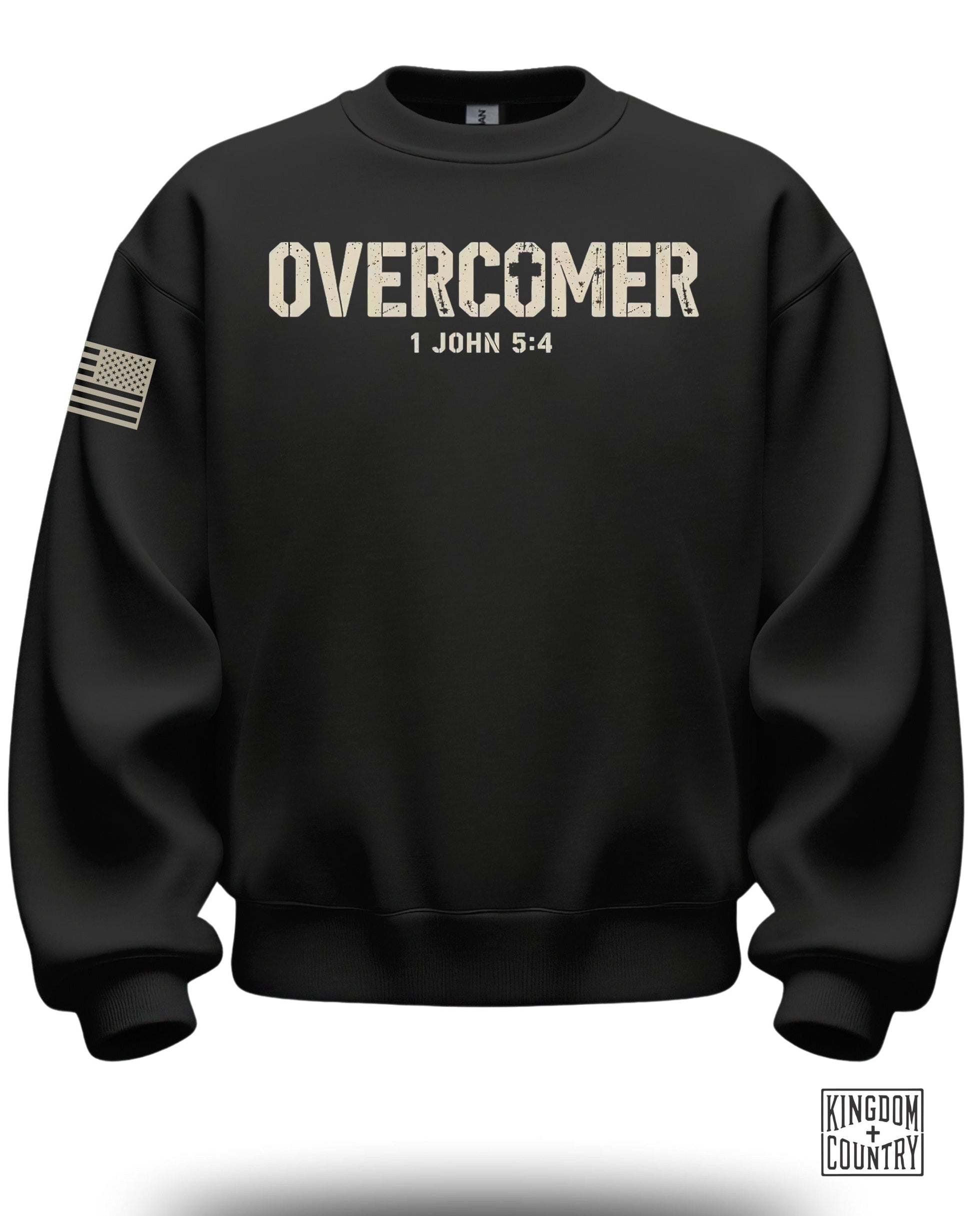 Overcomer 1 John 5:4 Sweatshirt with USA Flag
