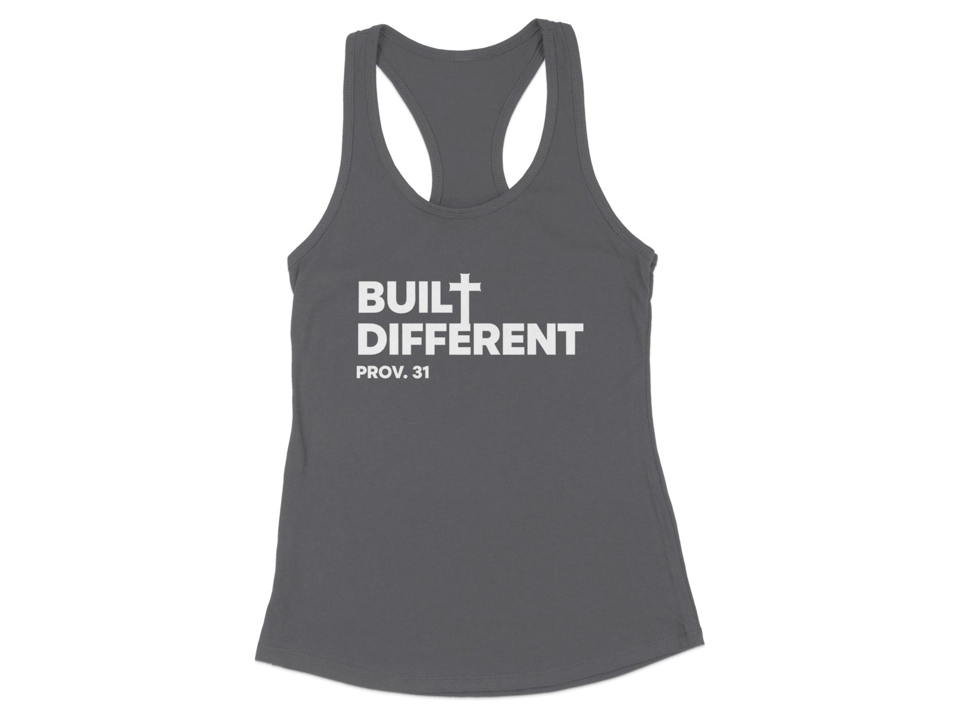 Gray tank top with white text "BUILT DIFFERENT PROV. 31".