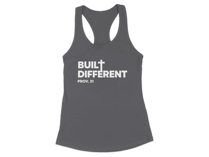 Gray tank top with white text "BUILT DIFFERENT PROV. 31".