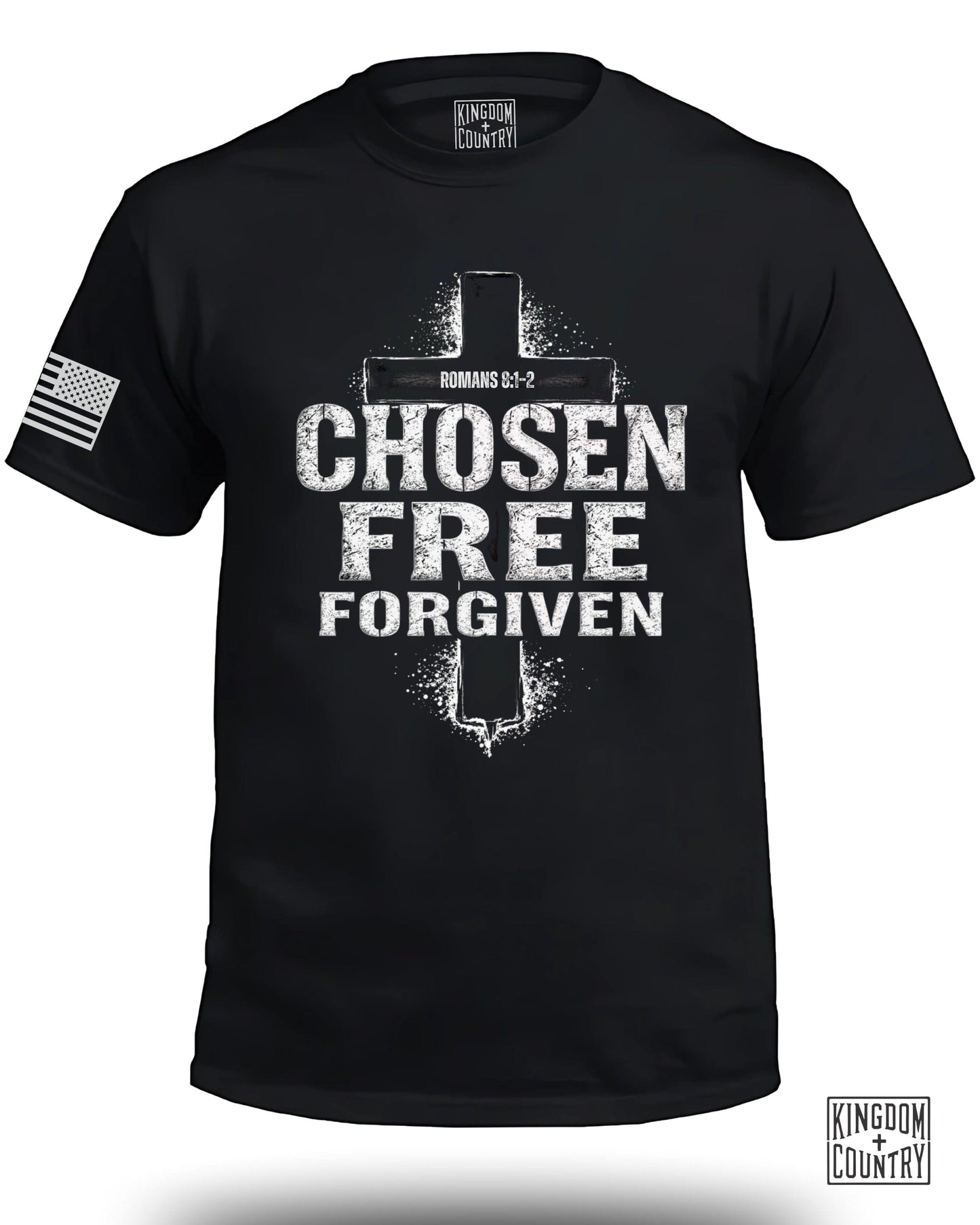 Chosen Free Forgiven Christian Romans 8:1-2 T-shirt product