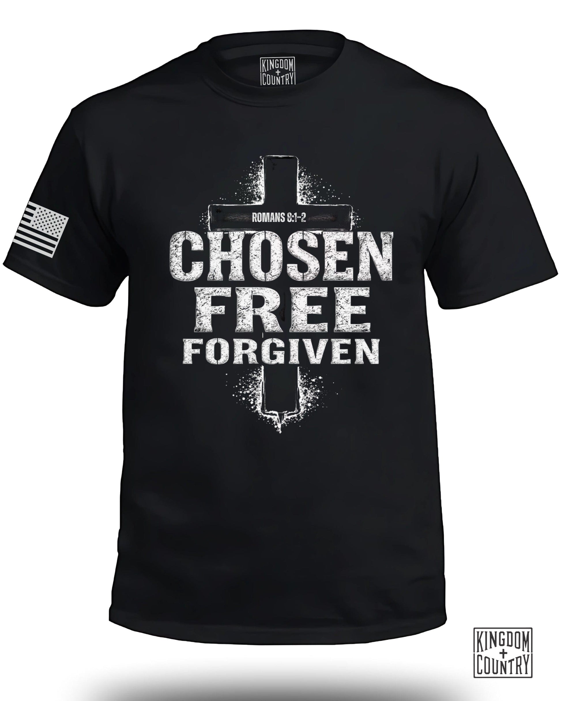 Chosen Free Forgiven Christian Romans 8:1-2 T-shirt product