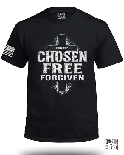 Chosen Free Forgiven Christian Romans 8:1-2 T-shirt product